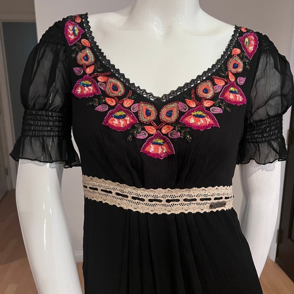 2007 Y2K JOHN GALLIANO BOHO EMBELLISHED ASYMMETRICAL DRESS SZ 38 IT / 2 US - Picture 2 of 8